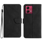 For Motorola Moto G84 Stitching Embossed Leather Phone Case(Black) - 1