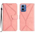 For Motorola Moto G34 5G Stitching Embossed Leather Phone Case(Pink) - 1