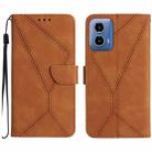 For Motorola Moto G34 5G Stitching Embossed Leather Phone Case(Brown) - 1