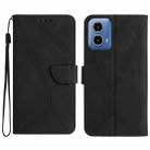 For Motorola Moto G34 5G Stitching Embossed Leather Phone Case(Black) - 1