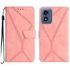 For Motorola Moto G Play 5G 2024 Stitching Embossed Leather Phone Case(Pink) - 1