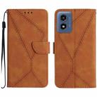 For Motorola Moto G Play 5G 2024 Stitching Embossed Leather Phone Case(Brown) - 1