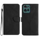 For Motorola Edge 50 5G Stitching Embossed Leather Phone Case(Black) - 1