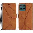 For Motorola Edge 50 Neo Stitching Embossed Leather Phone Case(Brown) - 1