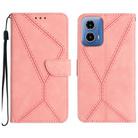 For Motorola Moto G35 5G Stitching Embossed Leather Phone Case(Pink) - 1