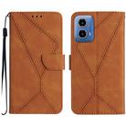 For Motorola Moto G35 5G Stitching Embossed Leather Phone Case(Brown) - 1