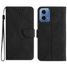 For Motorola Moto G35 5G Stitching Embossed Leather Phone Case(Black) - 1