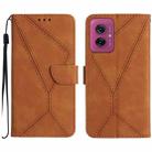 For Motorola Moto G55 5G Stitching Embossed Leather Phone Case(Brown) - 1