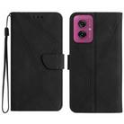 For Motorola Moto G55 5G Stitching Embossed Leather Phone Case(Black) - 1