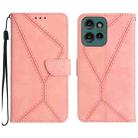 For Motorola Moto G75 5G Stitching Embossed Leather Phone Case(Pink) - 1