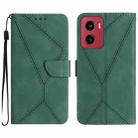 For Motorola Moto G05 Stitching Embossed Leather Phone Case(Green) - 1