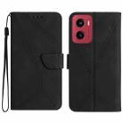 For Motorola Moto G05 Stitching Embossed Leather Phone Case(Black) - 1