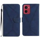 For Motorola Moto G05 Stitching Embossed Leather Phone Case(Blue) - 1