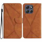 For Motorola Moto G56 5G Stitching Embossed Leather Phone Case(Brown) - 1