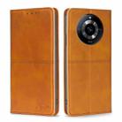 For Realme 11 5G Cow Texture Magnetic Leather Phone Case(Light Brown) - 1