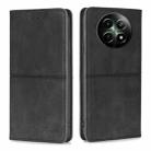 For Realme 12 5G Cow Texture Magnetic Leather Phone Case(Black) - 1