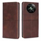 For Realme 12 5G Cow Texture Magnetic Leather Phone Case(Dark Brown) - 1