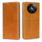 For Realme 12 5G Cow Texture Magnetic Leather Phone Case(Light Brown) - 1