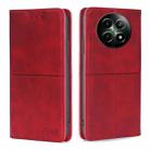 For Realme 12 5G Cow Texture Magnetic Leather Phone Case(Red) - 1