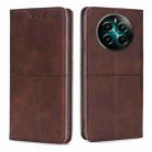 For Realme 12+ 5G Cow Texture Magnetic Leather Phone Case(Dark Brown) - 1