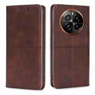 For Realme GT5 Pro 5G Cow Texture Magnetic Leather Phone Case(Dark Brown) - 1