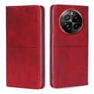 For Realme GT5 Pro 5G Cow Texture Magnetic Leather Phone Case(Red) - 1