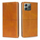 For Realme C61 4G Cow Texture Magnetic Leather Phone Case(Light Brown) - 1