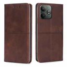 For Realme GT Neo6 SE Cow Texture Magnetic Leather Phone Case(Dark Brown) - 1