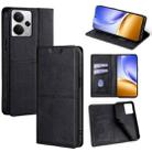 For Realme 14 5G Global Cow Texture Magnetic Leather Phone Case(Black) - 1