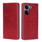 For Tecno Camon 20 Pro 4G Cow Texture Magnetic Leather Phone Case(Red) - 1