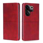 For Tecno Camon 20 Premier 5G Cow Texture Magnetic Leather Phone Case(Red) - 1