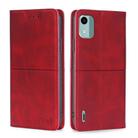 For Nokia C12 Cow Texture Magnetic Leather Phone Case(Red) - 1