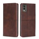 For Nokia C32 Cow Texture Magnetic Leather Phone Case(Dark Brown) - 1