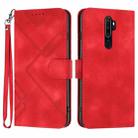 For OPPO A9 2020/A5 2020 Line Pattern Skin Feel Leather Phone Case(Red) - 1