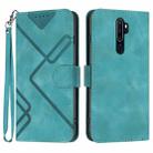 For OPPO A9 2020/A5 2020 Line Pattern Skin Feel Leather Phone Case(Light Blue) - 1