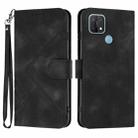 For OPPO A15 / A15s Line Pattern Skin Feel Leather Phone Case(Black) - 1