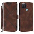 For OPPO A15 / A15s Line Pattern Skin Feel Leather Phone Case(Coffee) - 1