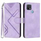 For OPPO A15 / A15s Line Pattern Skin Feel Leather Phone Case(Light Purple) - 1