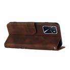 For OPPO A16 Line Pattern Skin Feel Leather Phone Case(Coffee) - 3