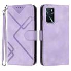 For OPPO A16 4G/A55 5G/A53s 5G Line Pattern Skin Feel Leather Phone Case(Light Purple) - 1