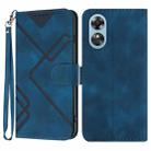 For OPPO A17 Line Pattern Skin Feel Leather Phone Case(Royal Blue) - 1