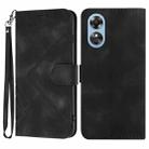 For OPPO A17 Line Pattern Skin Feel Leather Phone Case(Black) - 1