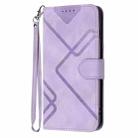 For OPPO A17 Line Pattern Skin Feel Leather Phone Case(Light Purple) - 2