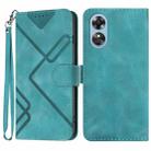 For OPPO A17 Line Pattern Skin Feel Leather Phone Case(Light Blue) - 1