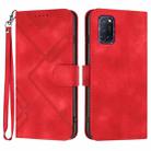 For OPPO A52 / A72 / A92 Line Pattern Skin Feel Leather Phone Case(Red) - 1