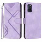For OPPO A52 / A72 / A92 Line Pattern Skin Feel Leather Phone Case(Light Purple) - 1