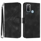 For OPPO A53s / A32 / A53 Line Pattern Skin Feel Leather Phone Case(Black) - 1