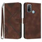 For OPPO A53s / A32 / A53 Line Pattern Skin Feel Leather Phone Case(Coffee) - 1
