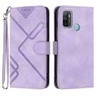 For OPPO A53s / A32 / A53 Line Pattern Skin Feel Leather Phone Case(Light Purple) - 1