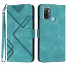 For OPPO A53s / A32 / A53 Line Pattern Skin Feel Leather Phone Case(Light Blue) - 1